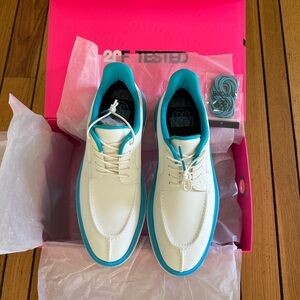 G/FORE White and Teal Men's Golf Shoes